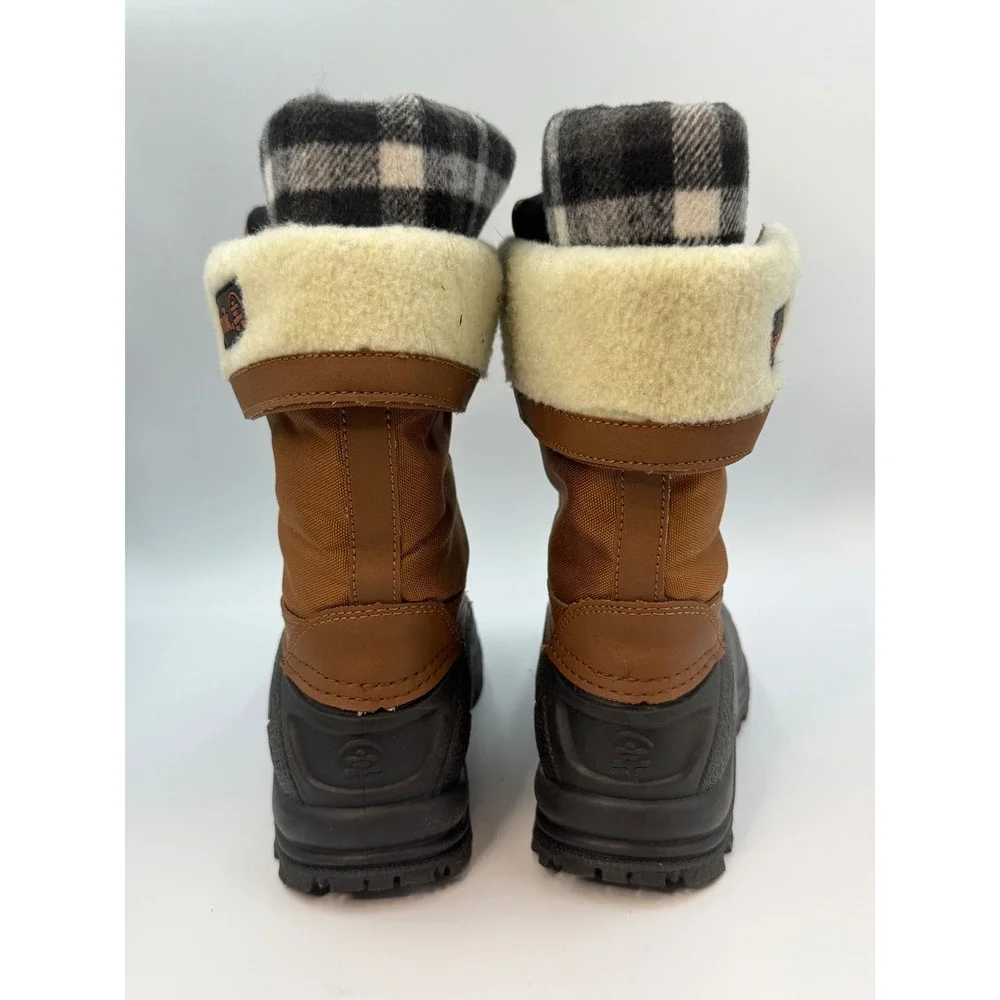Kamik Women's Brown Black Sugarloaf Winter Snow Boots Plaid Liner Size 7